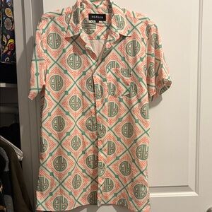 Reason Men's Casual Shirt - Green and Pink Pattern